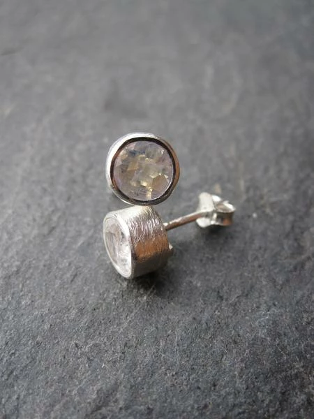 CollardManson Silver Moonstone Brushed Stud Earrings 3 CollardManson Silver Moonstone Brushed Stud Earrings