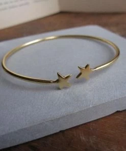 CollardManson Gold Plated 925 Silver Star Open Bangle