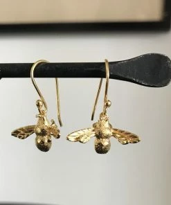 CollardManson 925 Silver Bee Drop Earrings Gold