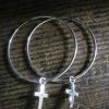 CollardManson 925 Silver Cross Hoop Earrings