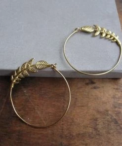 CollardManson Leafy Branch Hoop Gold Plated