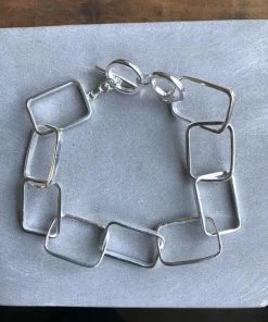 CollardManson Silver Rectangle Link Bracelet