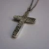 CollardManson 925 Silver Oxidised Hammered Cross Necklace