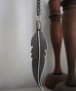 CollardManson Large Silver Feather Necklace