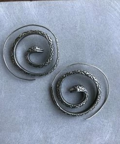 CollardManson Oxidised 925 Silver Snake Spiral Earrings