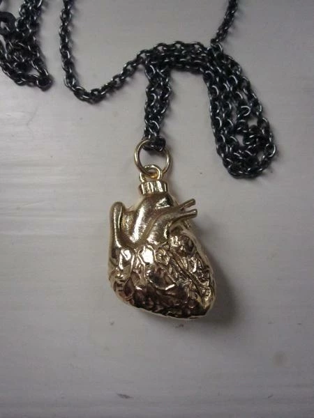 CollardManson Gold Plated Anatomical Heart Necklace 4 CollardManson Gold Plated Anatomical Heart Necklace