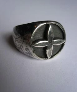 CollardManson 925 Silver Oxidised Cross Ring