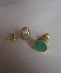CollardManson Gold plated Chrysophrase Stud Earrings