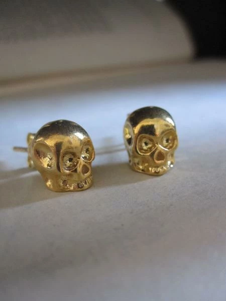 CollardManson Gold Plated Skull Stud Earrings 3 CollardManson Gold Plated Skull Stud Earrings