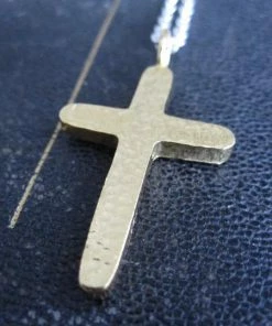 CollardManson 925 Silver Hammered Cross Necklace Gold