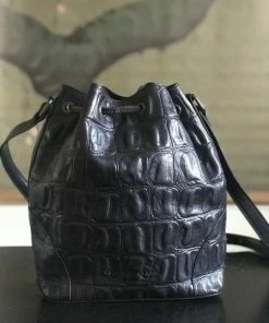 CollardManson Bucket Bag Black Croc Leather