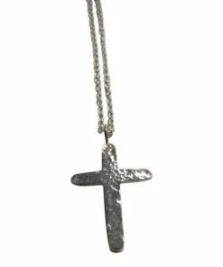 CollardManson 925 Silver Hammered Cross Necklace