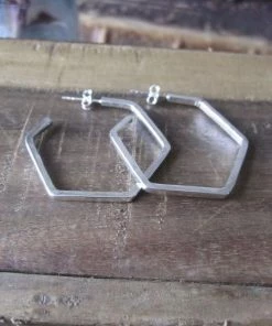 CollardManson 925 Silver Hexagon Earrings