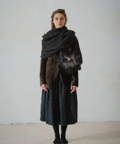 CollardManson Black Wdts Printed Scarf