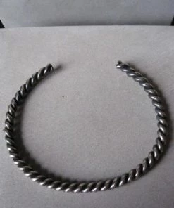 CollardManson 925 Oxidised Silver Rope Cuff Bracelet