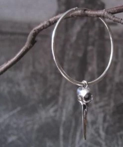 CollardManson 925 Silver Bird Skull Hoop Earrings