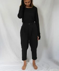 CollardManson Black Pleated Trousers