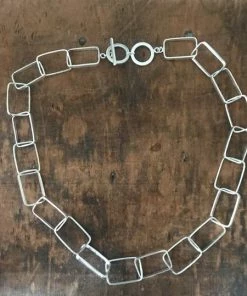 CollardManson Rectangle Link Necklace Silver