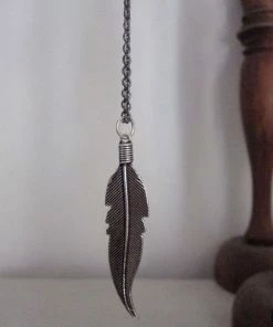 CollardManson Large Silver Feather Necklace