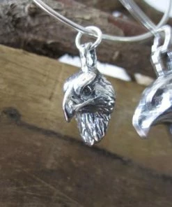 CollardManson Silver 925 Eagle Head Hoop Earrings