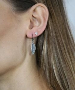 CollardManson 925 Silver Folded Leaf Earrings Gold