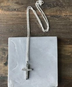 CollardManson 925 Silver Hammered Cross Necklace
