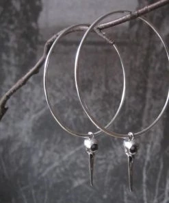 CollardManson 925 Silver Bird Skull Hoop Earrings