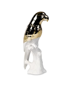 Pols Potten Estatua Loro Blanco Dorado