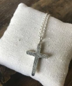 CollardManson 925 Silver Hammered Cross Necklace