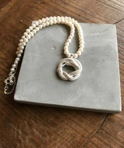 CollardManson Pearl Necklace W/Snake - Silver