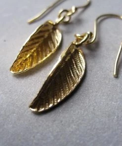 CollardManson 925 Silver Folded Leaf Earrings Gold