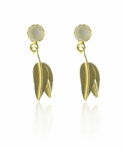 CollardManson Silver Gold 925 Leaf Drop Earrings