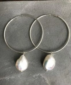 CollardManson Pearl Hoop Earrings Med