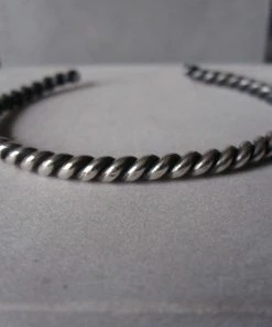 CollardManson 925 Oxidised Silver Rope Cuff Bracelet