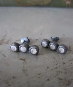 CollardManson 925 Oxidised Silver Triple Moonstone Earrings