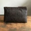 CollardManson Deep Brown Floral Leather Pouch