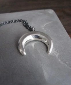 CollardManson 925 Silver Crescent Moon Necklace Sil Oxid