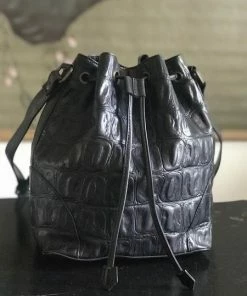 CollardManson Bucket Bag Black Croc Leather