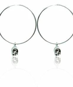 CollardManson Silver Skull Hoop Earrings