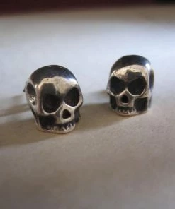 CollardManson Oxidised Silver Skull Stud Earrings
