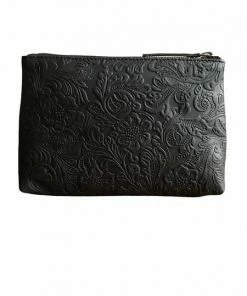 CollardManson Floral Black Leather Pouch