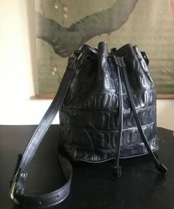 CollardManson Bucket Bag Black Croc Leather
