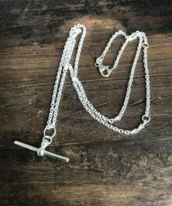 CollardManson T Bar Chain Necklace Silver