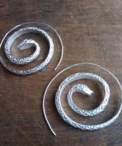 CollardManson 925 Silver Snake Spiral Earrings