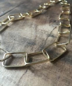 CollardManson Rectangle Link Necklace Gold