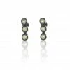CollardManson 925 Oxidised Silver Triple Moonstone Earrings