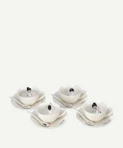 Pols Potten Set of 4 White Undressed Teaset