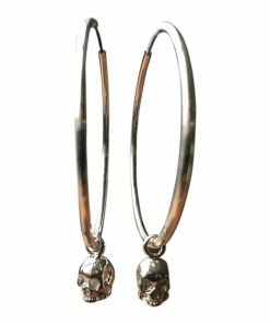 CollardManson Silver Skull Hoop Earrings