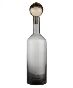 Pols Potten Smoked Stained Glass Decorative Bottle with Amber Cap