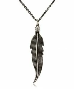 CollardManson Large Silver Feather Necklace